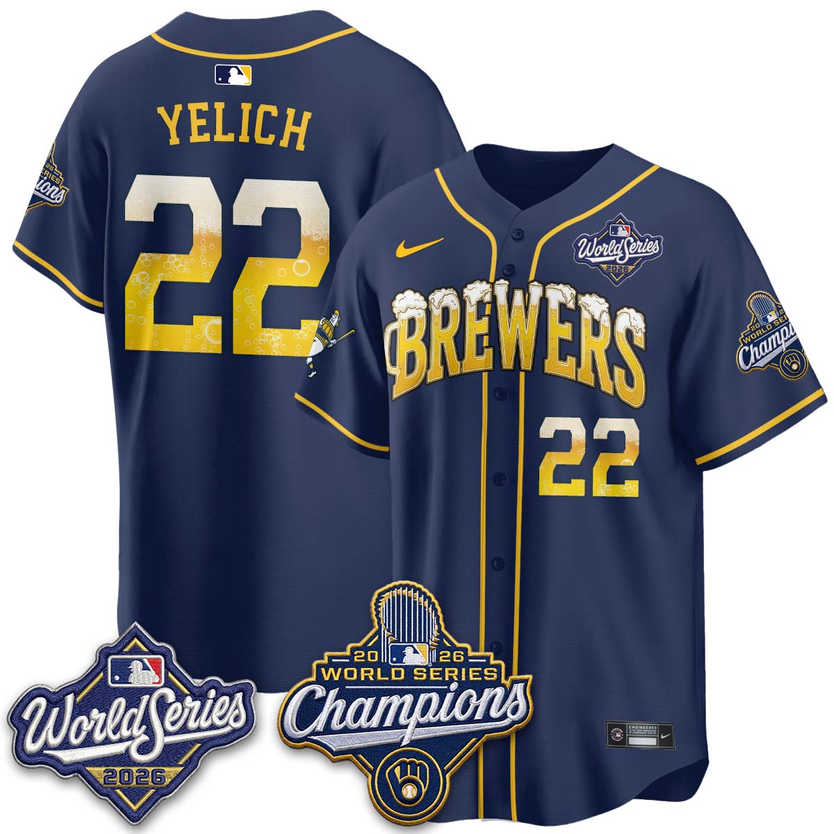 MIL "Pitcher & Pint" 2026 WS Champions Vapor Jersey - Stitched (#32 Tiktok)
