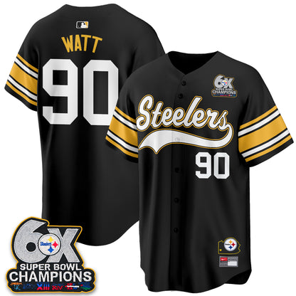 Pittsburgh Steelers 6X Champs Throwback Baseball Vapor Jersey - Stitched