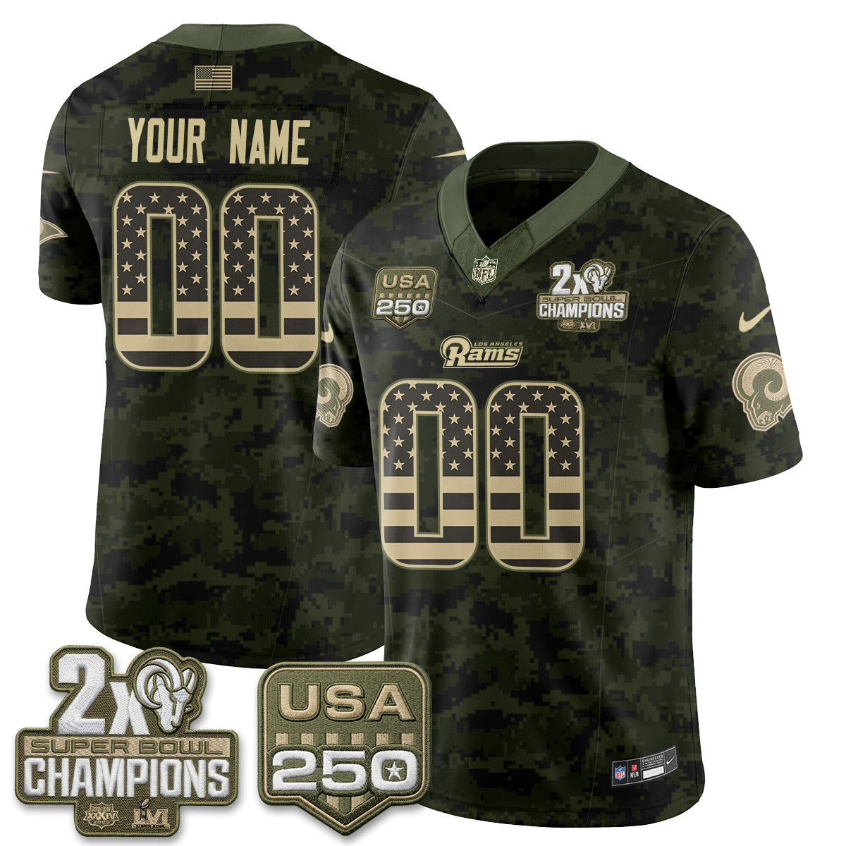 LAR 2026 Salute To Service Vapor Custom Jersey - All Stitched