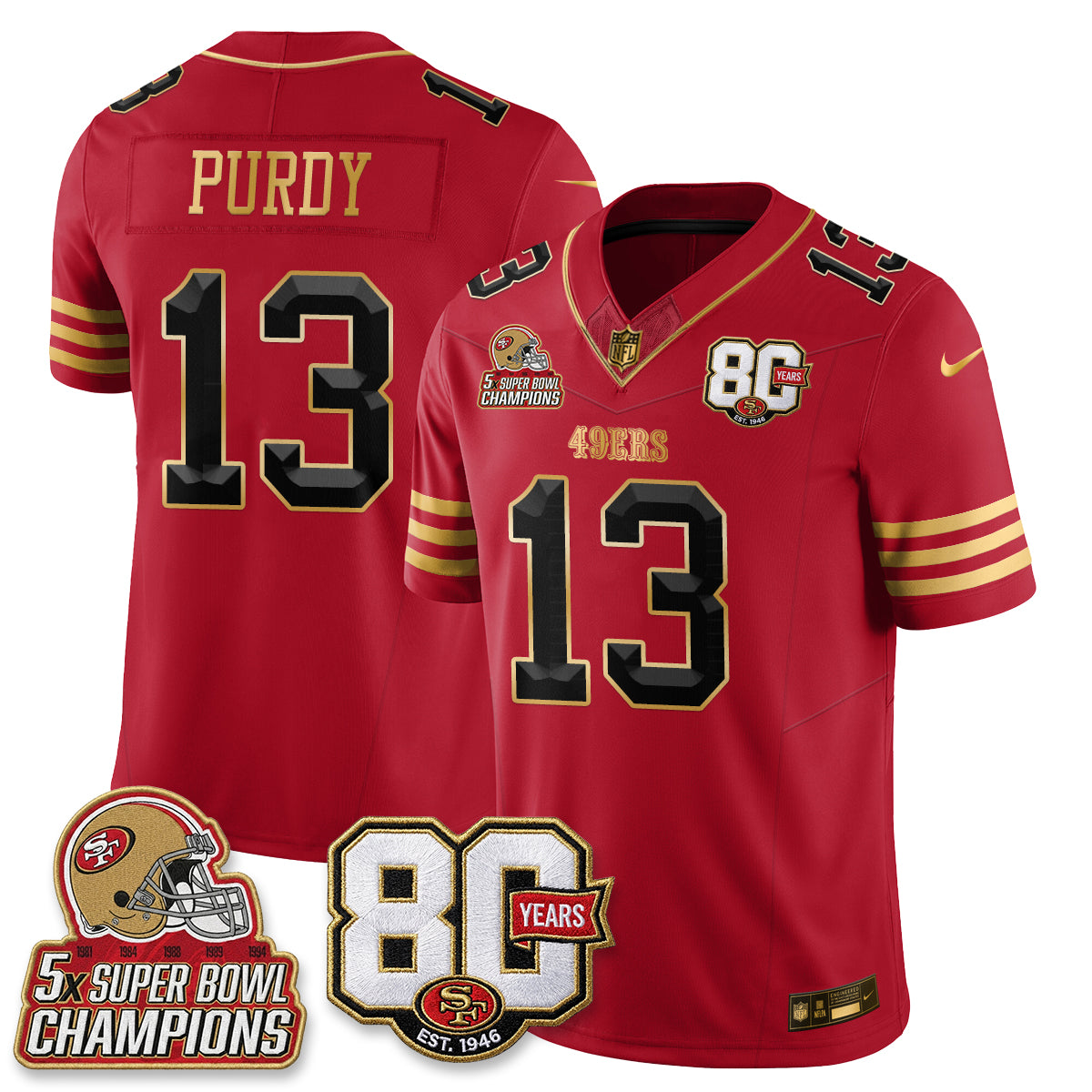 SF 80 Years & 5X Champs Vapor Jersey - Stitched