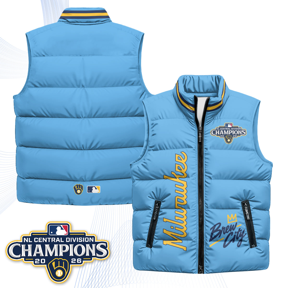 Milwaukee Brewers "Brew City" Puffer Vest V2 - Printed