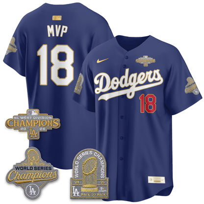 Los Angeles Dodgers 2026 NL West Champs Black Gold Vapor Jersey- Stitched