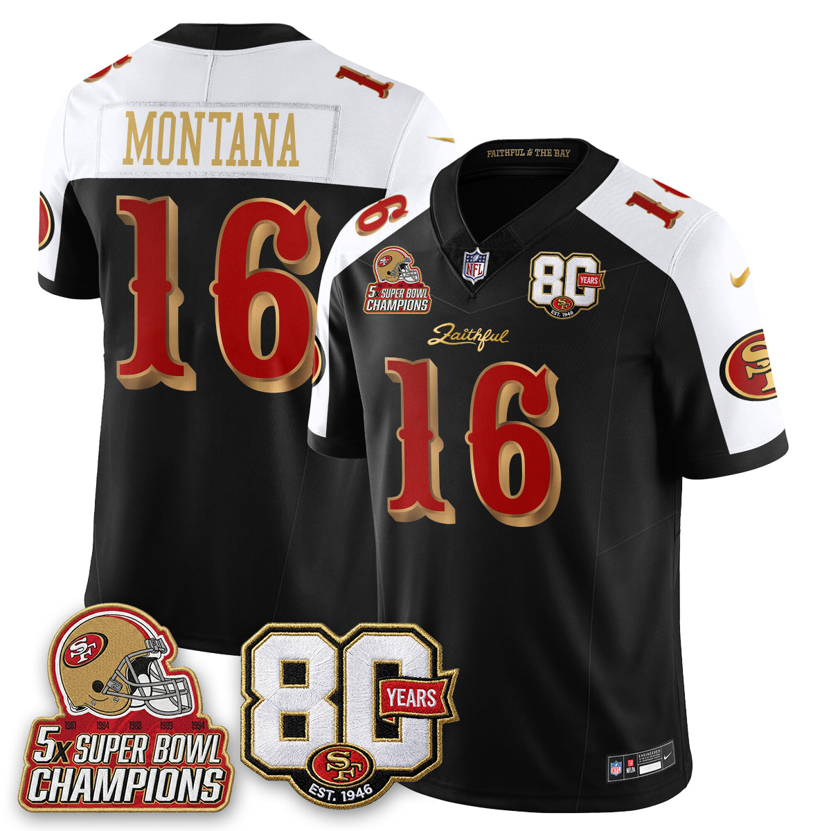 SF 80 Years & 5X Champs Rivalries Vapor Jersey - Stitched