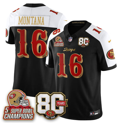 SF 80 Years & 5X Champs Rivalries Vapor Jersey - Stitched