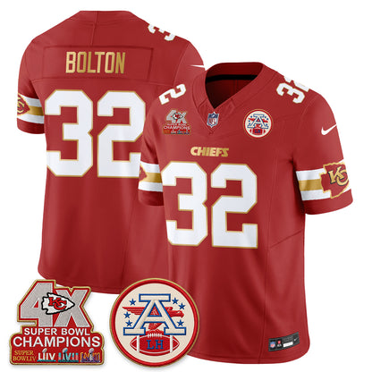 Kansas City Chiefs 4X Champs Gold Edition Vapor Jersey - Stitched