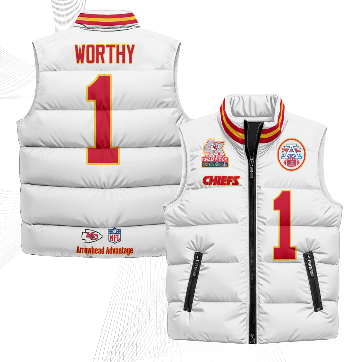 KC 4X Champs Gold Edition Puffer Vest - Printed