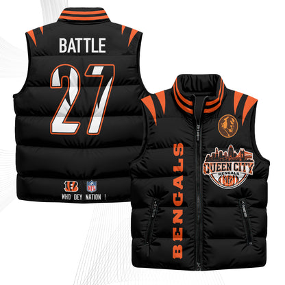 CIN John Madden Patch Puffer Vest - Printed
