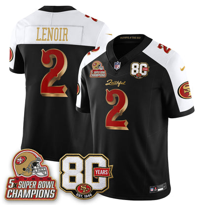 SF 80 Years & 5X Champs Rivalries Vapor Jersey - Stitched