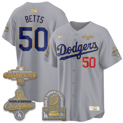 Los Angeles Dodgers 2026 NL West Champs Black Gold Vapor Jersey- Stitched