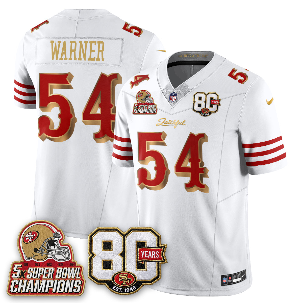 SF 80 Years & 5X Champs Rivalries Vapor Jersey - Stitched