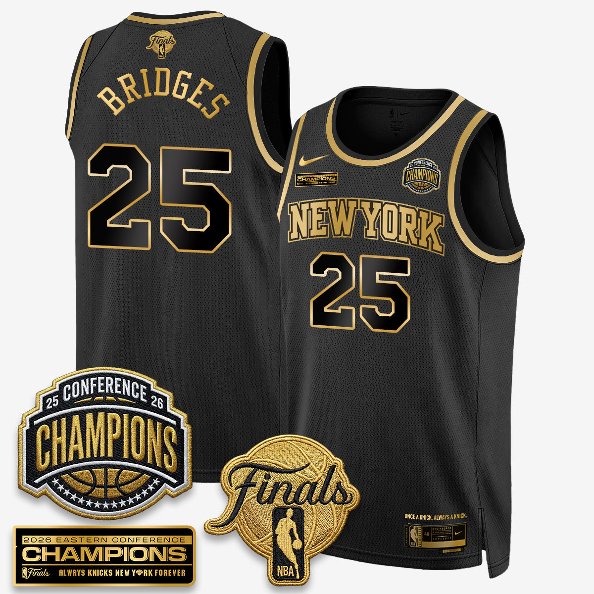 NYK 2026 NBA Eastern Conference Champions Black Gold Edition Jersey - Stitched