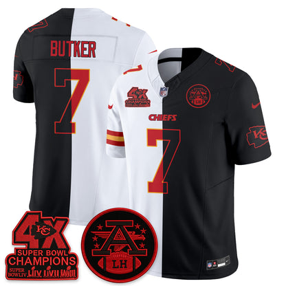 Kansas City Chiefs 4X Champs Patch Split Edition Vapor Jersey - Stitched