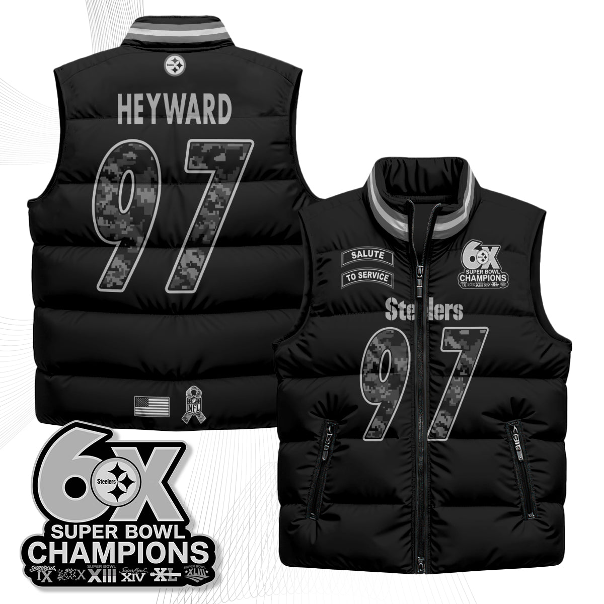 Pittsburgh Steelers 2026 Salute to Service Puffer Vest - Printed