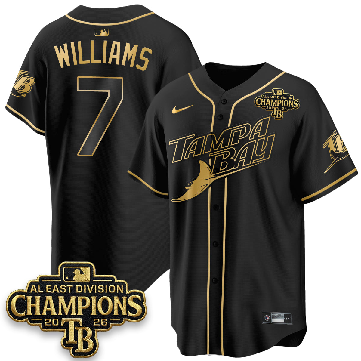TB 2026 AL East Champs Gold Edition Vapor Jersey - Stitched