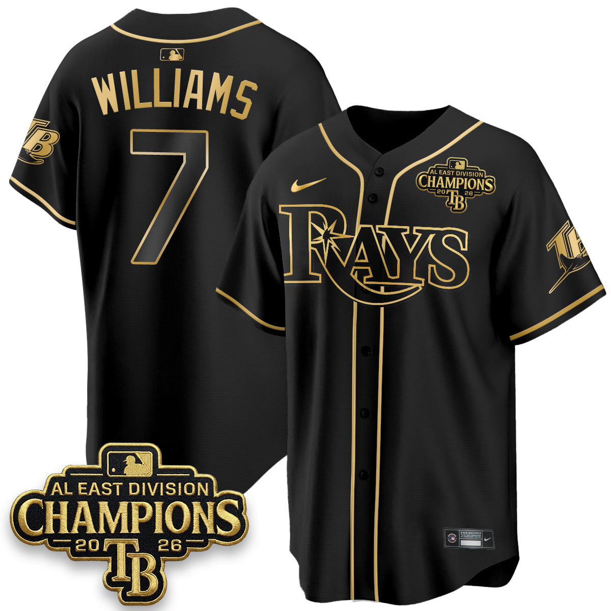TB 2026 AL East Champs Gold Edition Vapor Jersey - Stitched
