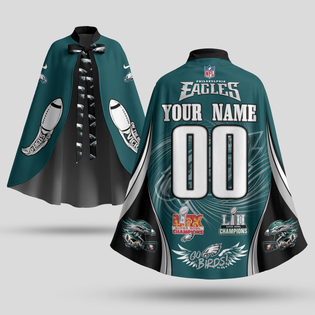 Philadelphia Eagles Champions Edition Custom Strap Shawl Cape - Printed