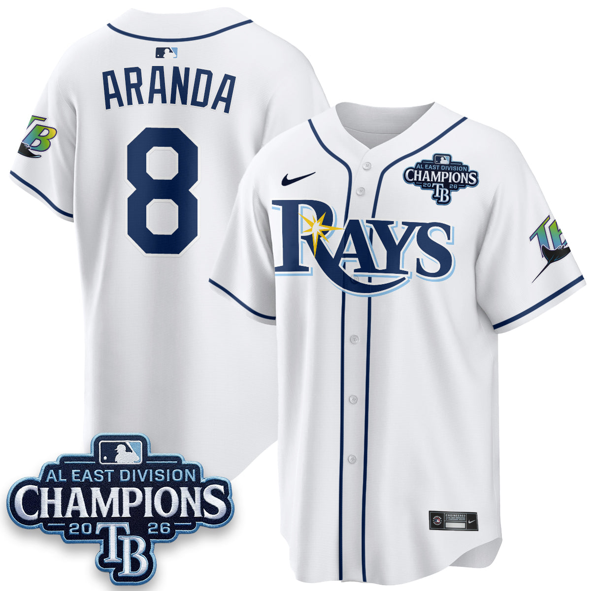Tampa Bay Rays 2026 AL East Champs Vapor Jersey - Stitched