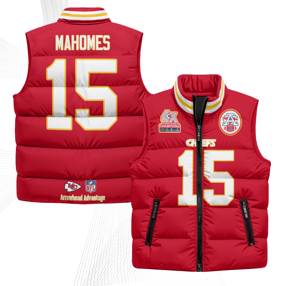 KC 4X Champs Gold Edition Puffer Vest - Printed