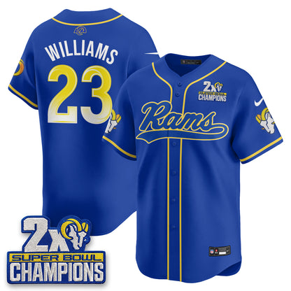 LAR 2X Champs Fearsome White Baseball Vapor Jersey - Stitched