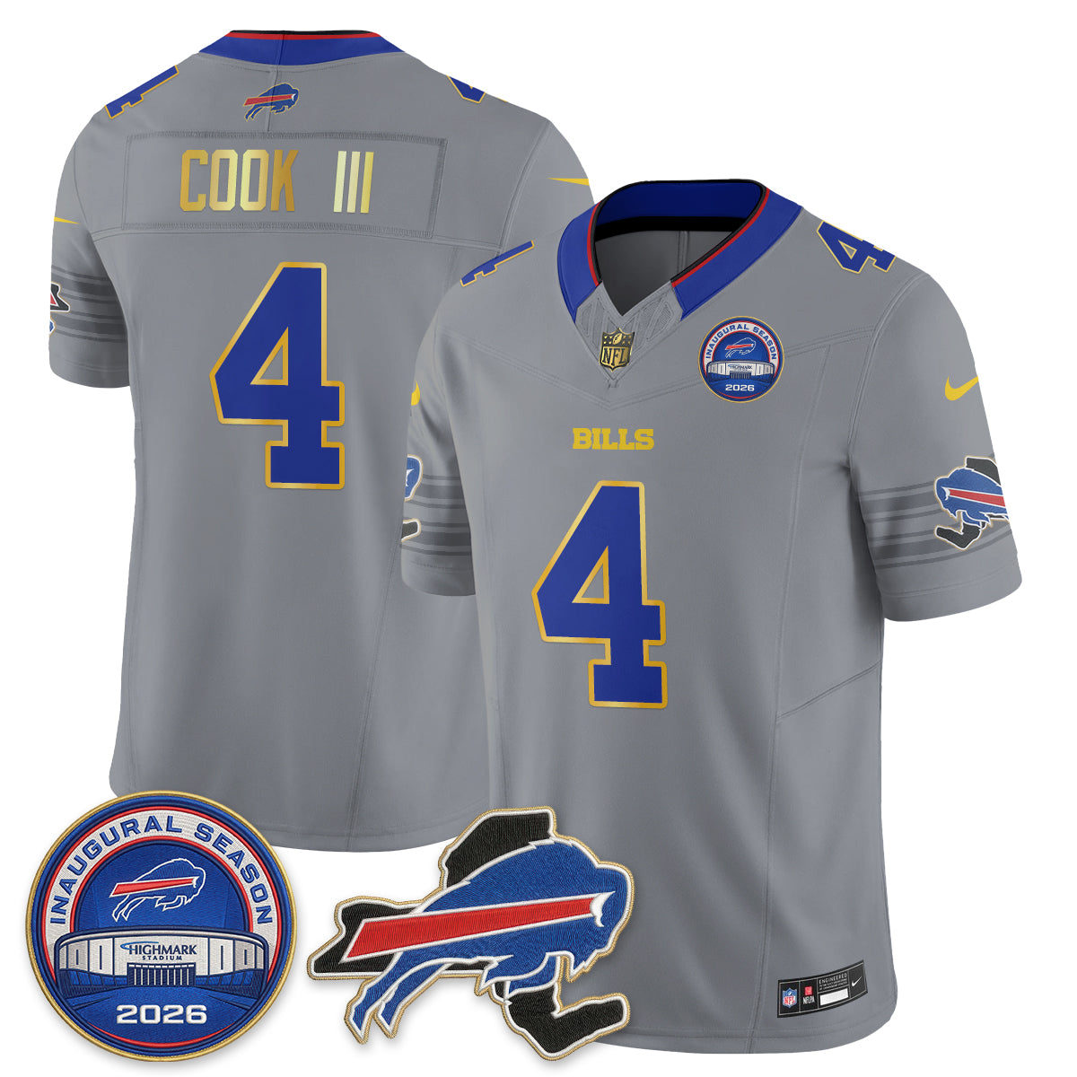 BUF 2026 Royal Gold Trim Edition Vapor Jersey - Stitched