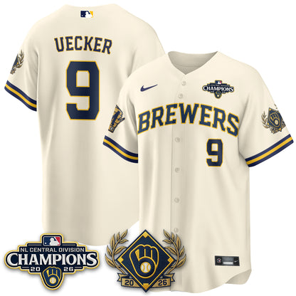 Milwaukee Brewers 2026 NL Division Champs Vapor Gold Jersey - Stitched