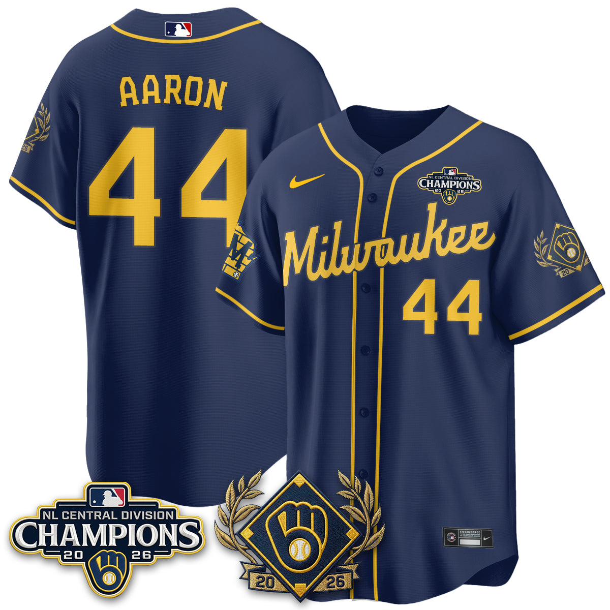 Milwaukee Brewers 2026 NL Division Champs Vapor Gold Jersey - Stitched