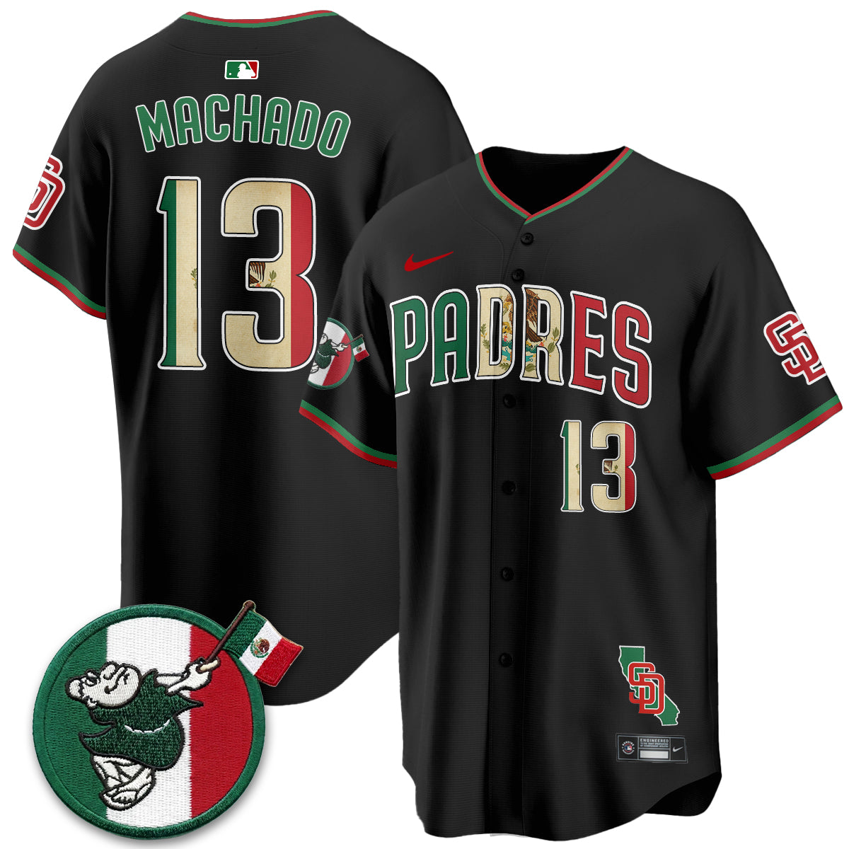 San Diego Padres Mexico Style Vapor Jersey - Stitched