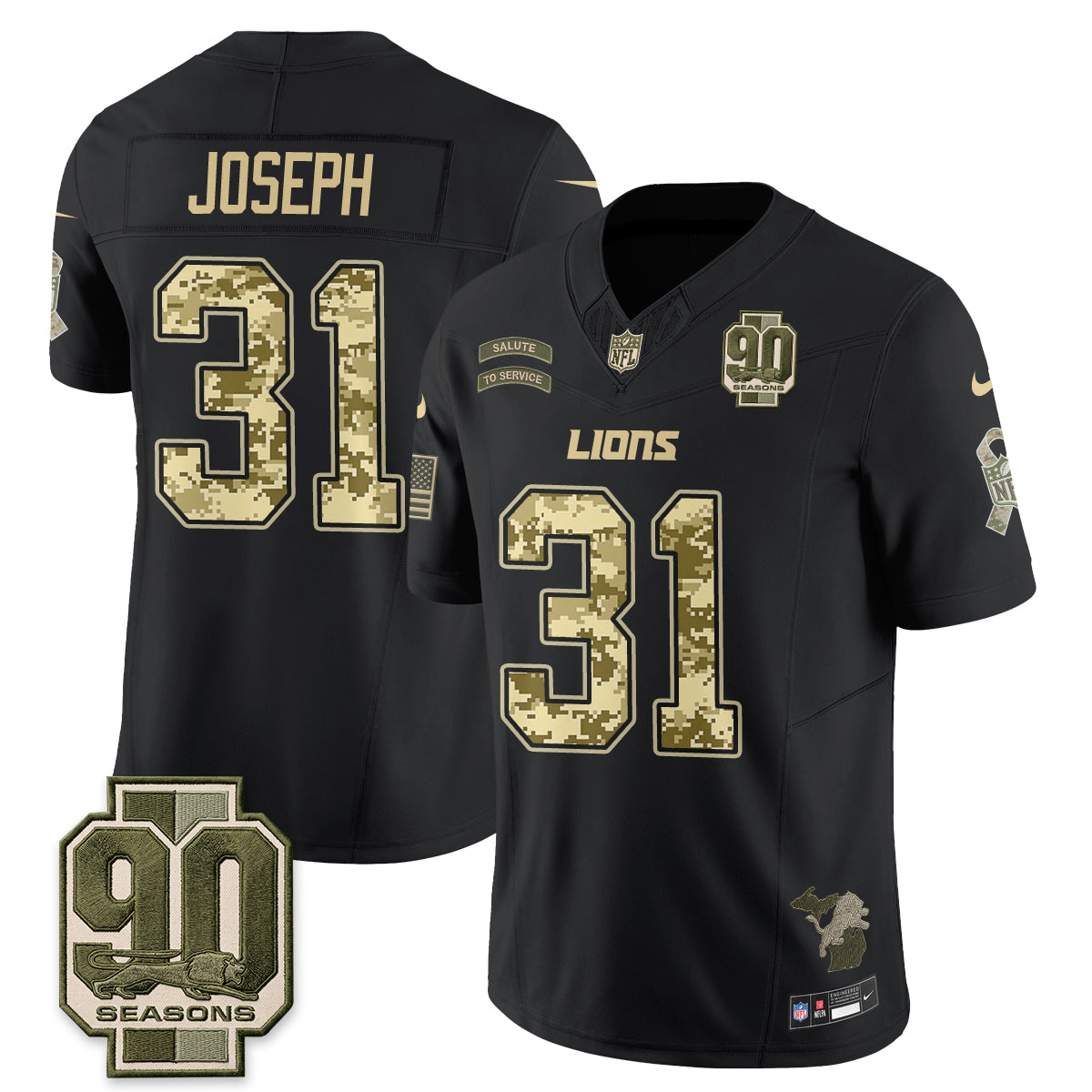 Detroit Lions 2026 Salute to Service Vapor Jersey V2- Stitched