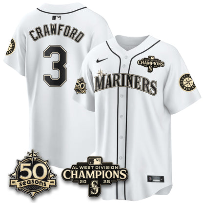 SEA Limited Throwback Cream Jersey - 50th Anniversary & AL West Division Champions - All Stitched