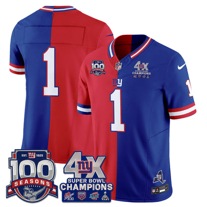 New York Giants 4X SBowl Split Edition Vapor Jersey - Stitched