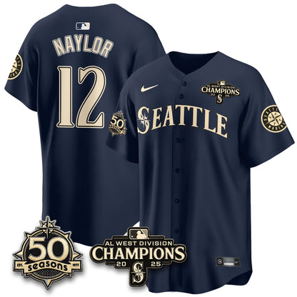 SEA Limited Throwback Cream Jersey - 50th Anniversary & AL West Division Champions - All Stitched