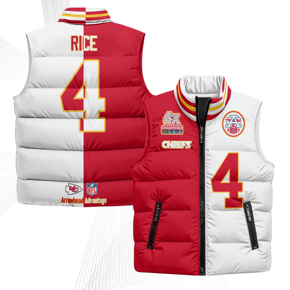 KC 4X Champs Gold Edition Puffer Vest - Printed