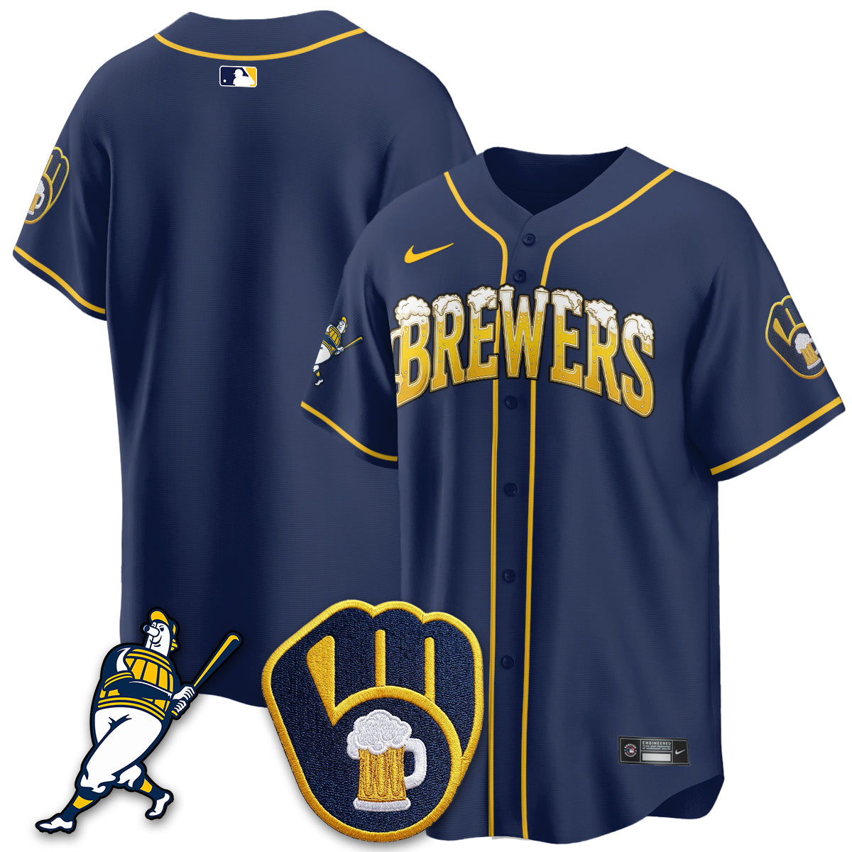 Milwaukee Brewers "Pitcher & Pint" Edition Vapor Limited Jersey - Stitched