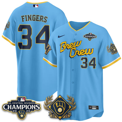 Milwaukee Brewers 2026 NL Division Champs Vapor Gold Jersey - Stitched