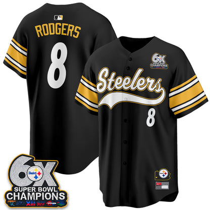 Pittsburgh Steelers 6X Champs Throwback Baseball Vapor Jersey - Stitched
