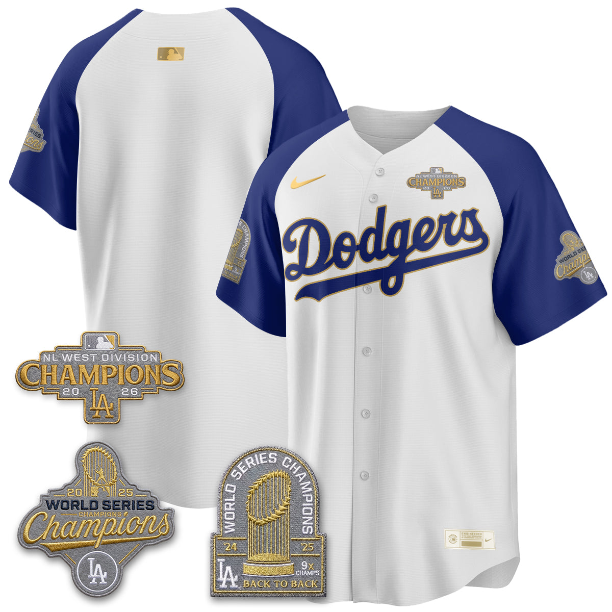 Los Angeles Dodgers 2026 NL West Champs Black Gold Vapor Jersey- Stitched