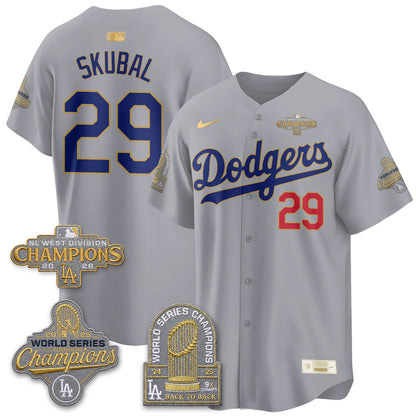 Los Angeles Dodgers 2026 NL West Champs Black Gold Vapor Jersey- Stitched