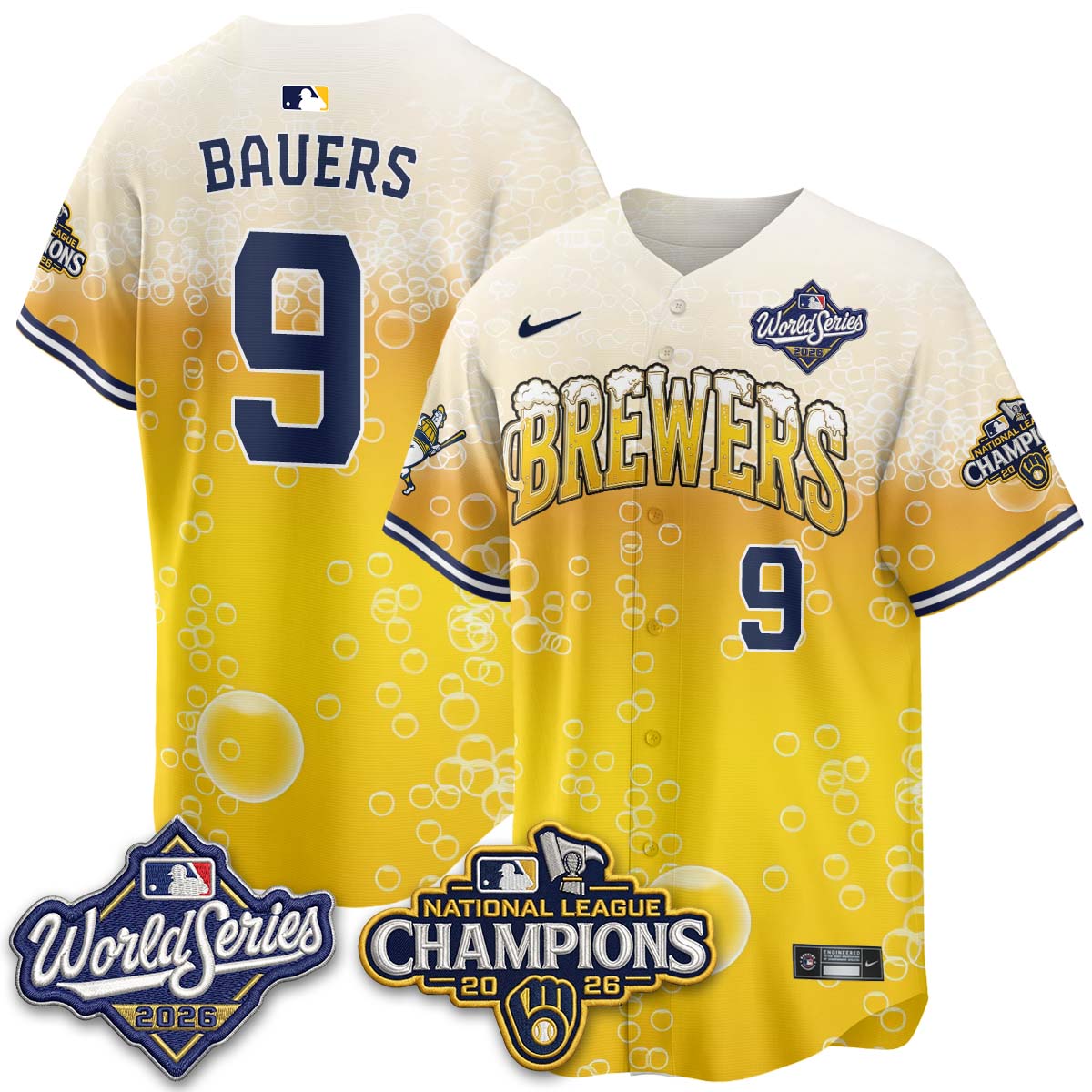 Milwaukee Brewers "Pitcher & Pint" 2026 NL Champions Vapor Jersey - Stitched