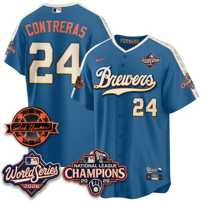 MIL WS26 - Bob Uecker Patch Black Gold Jersey - Stitched (Tiktok)