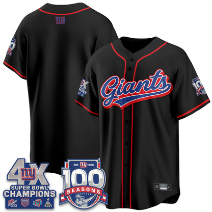 NYG 4X Champs & 100 Anniversary Vapor Baseball Jersey - Stitched