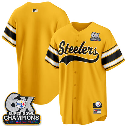 Pittsburgh Steelers 6X Champs Throwback Baseball Vapor Jersey - Stitched