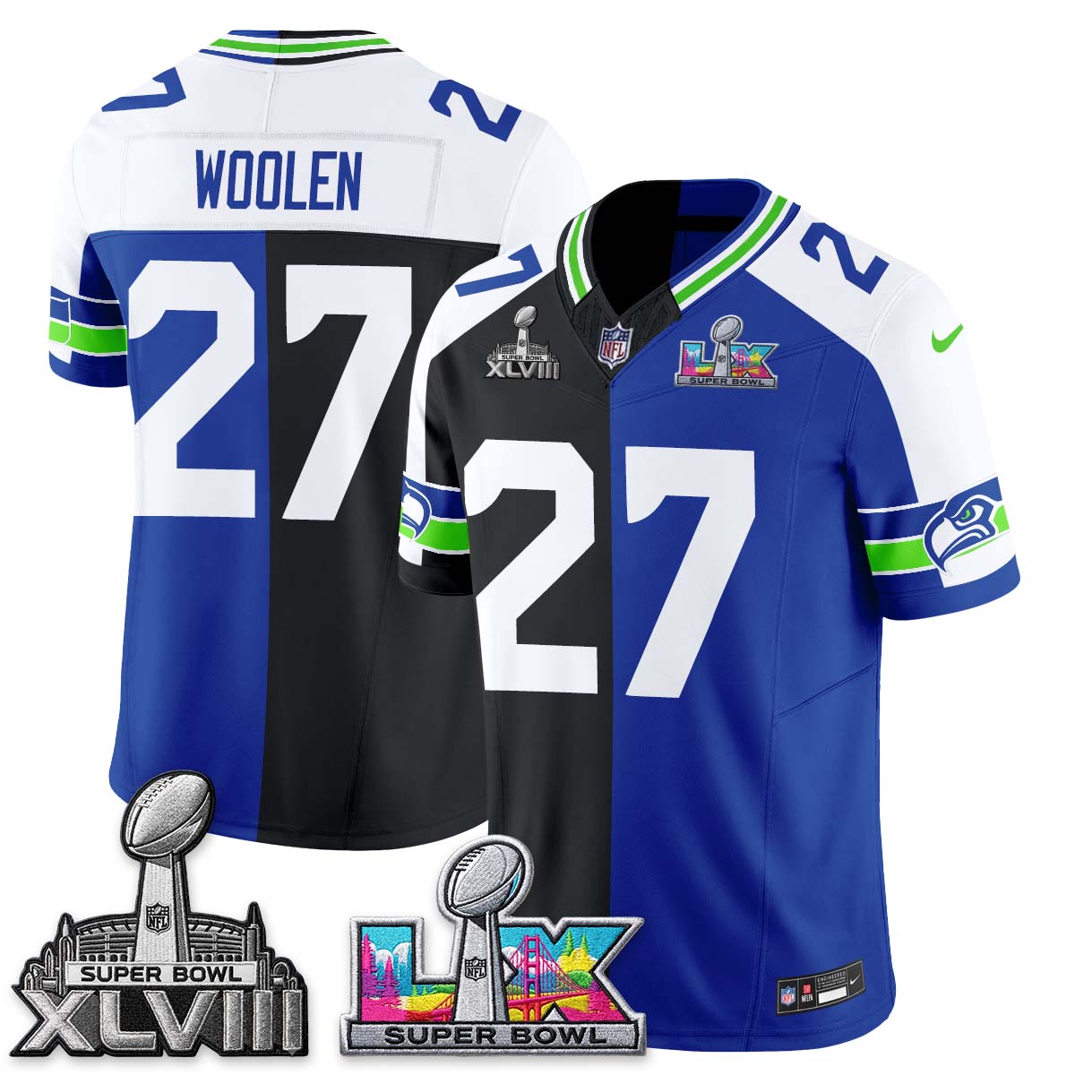 SEA Throwback 2 SB Patches Vapor Jersey - Stitched