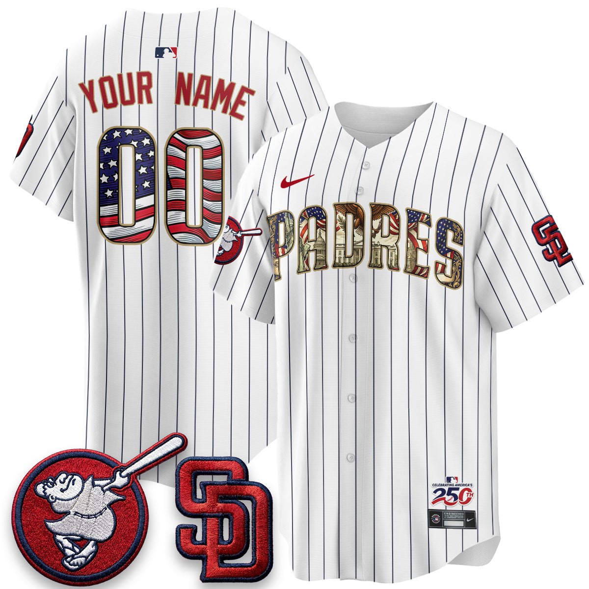 San Diego Padres 2026 Independence Day USA Vapor Limited Custom Jersey - Stitched