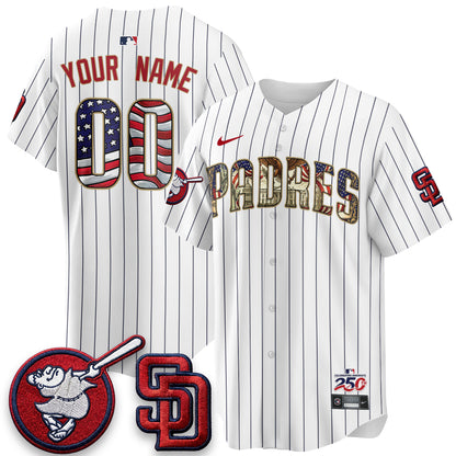 San Diego Padres 2026 Independence Day USA Vapor Limited Custom Jersey - Stitched