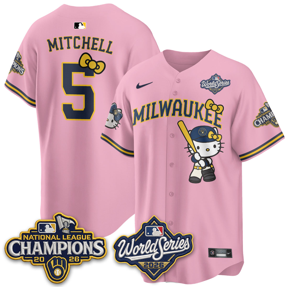 Milwaukee Brewers 2026 NL Champions x Meow KT Vapor Jersey - Stitched