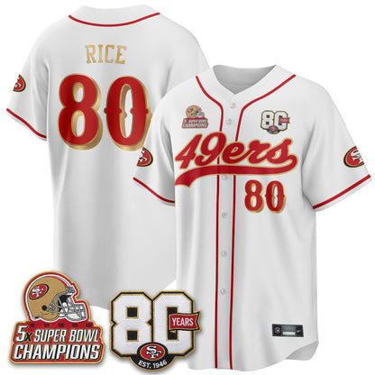 SF 80 Years & 5X Champs Vapor Baseball Jersey - Stitched