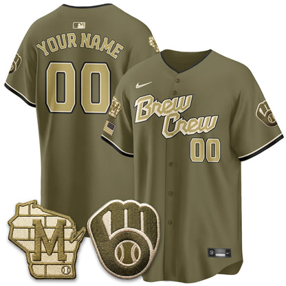 MIL New Era Olive 2026 Armed Forces Day Custom Jersey - All Stitched