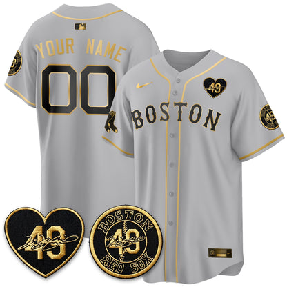 BOS Tim Wakefield Memorial Patch Vaper Premier Limited Gold Edition Custom Jersey - Stitched