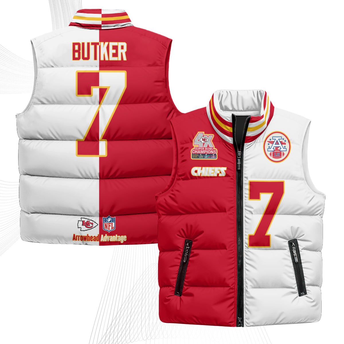 KC 4X Champs Gold Edition Puffer Vest - Printed