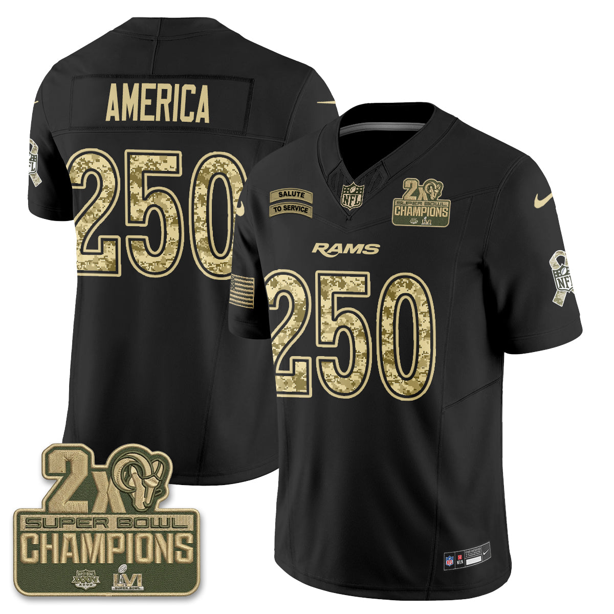 LAR 2026 Salute To Service Vapor Jersey V2- Stitched